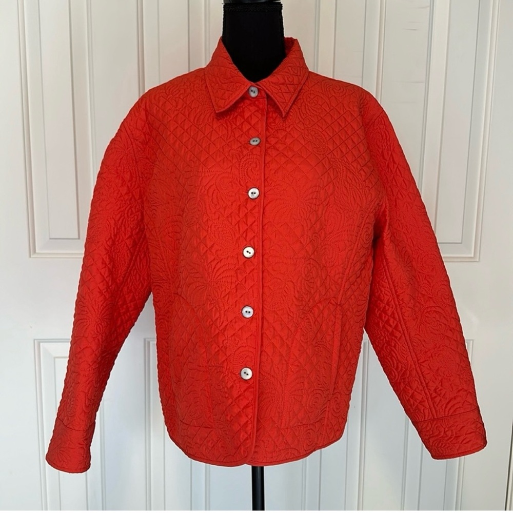 Chicos Quilted Embroidered Orange Jacket size XL Chico’s size 3 - Picture 10 of 10